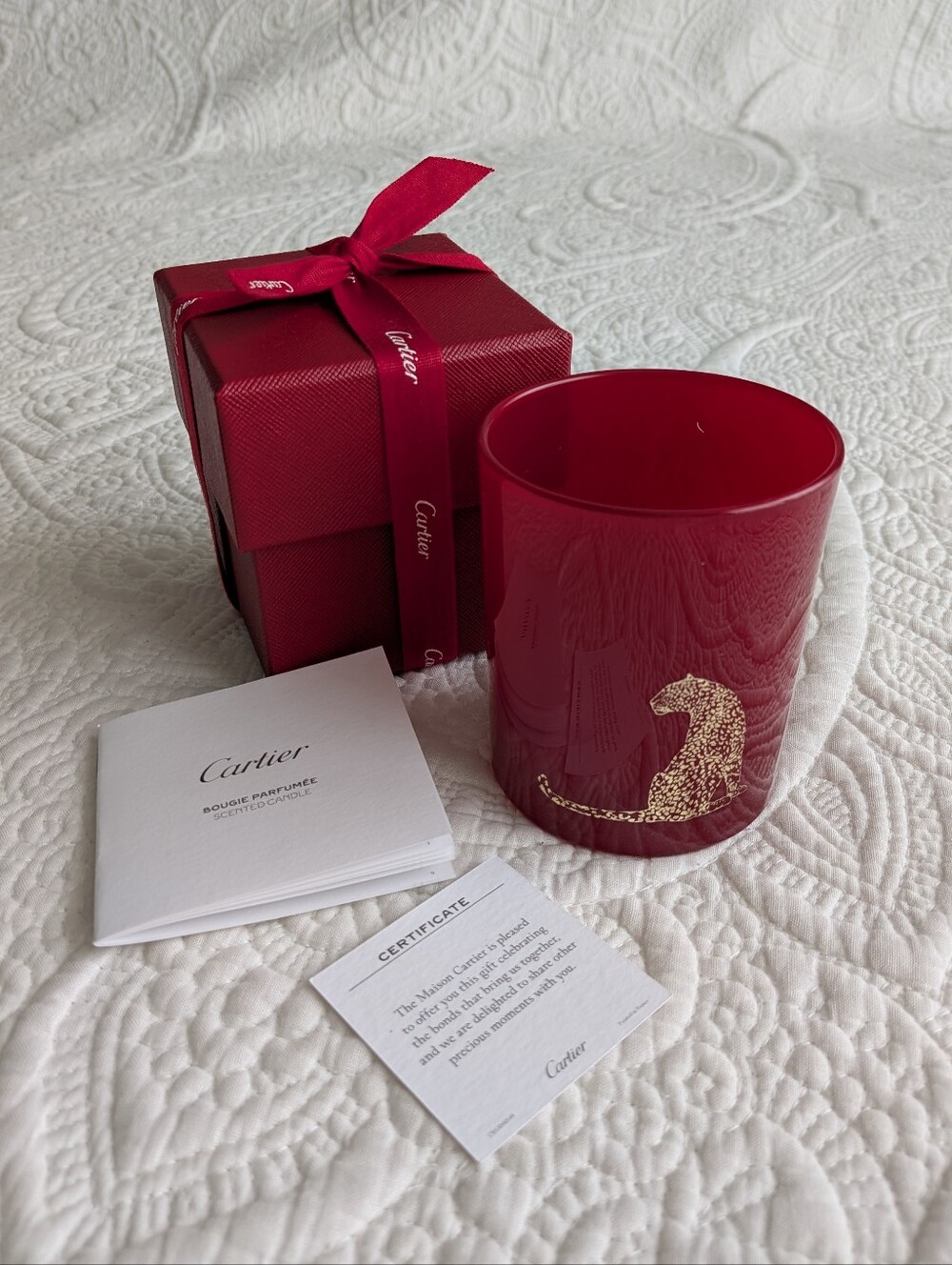 Cartier Red Glass Jar + Box + Ribbon